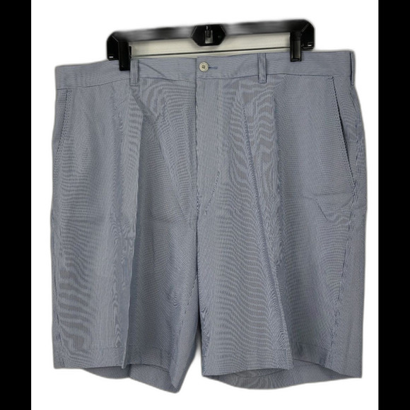 Alan Flusser Mens Golf Shorts 40x10 Inch Non Iron Performance Blue White Stripe - Picture 3 of 11